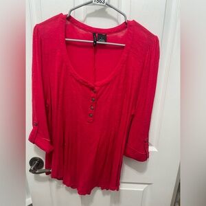Women's Red Button-Down Top